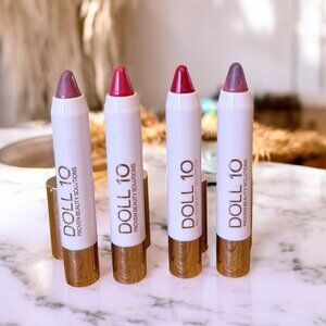 DOLL 10 Lip Crayon Bundle X4 Full Size Self Love Be Fearless Enjoy Life No bound